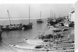 View of boats moored and ...