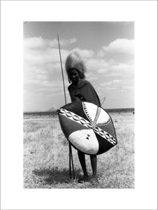 Maasai moran with a shield