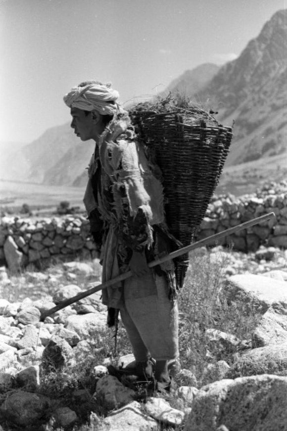 Tajik boy carrying a basket