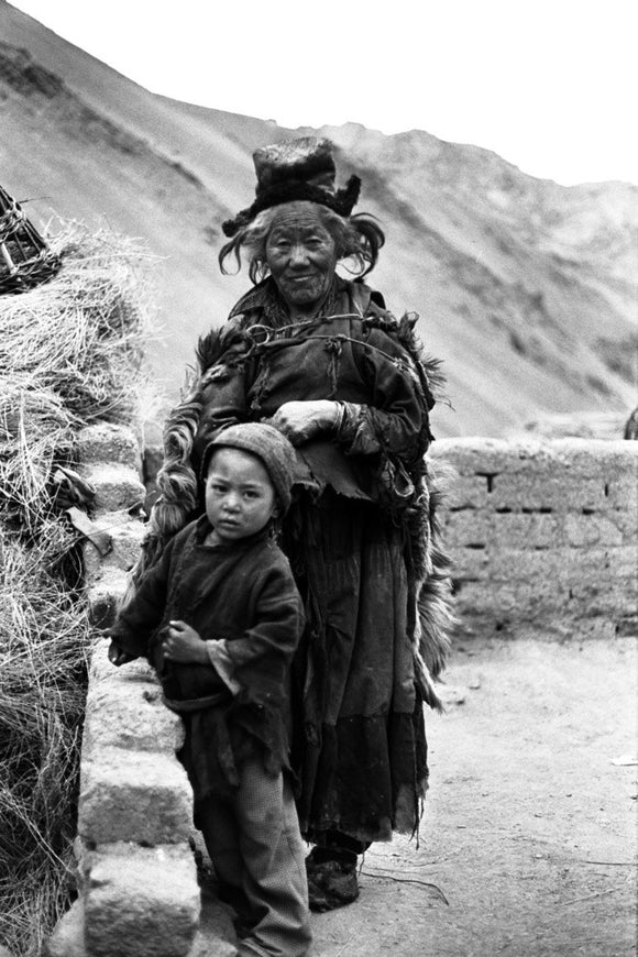 Elderly woman and child