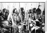 Dinka men and women at a funeral dance