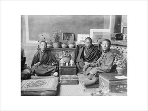Tsendron Kusho's brother with two monks
