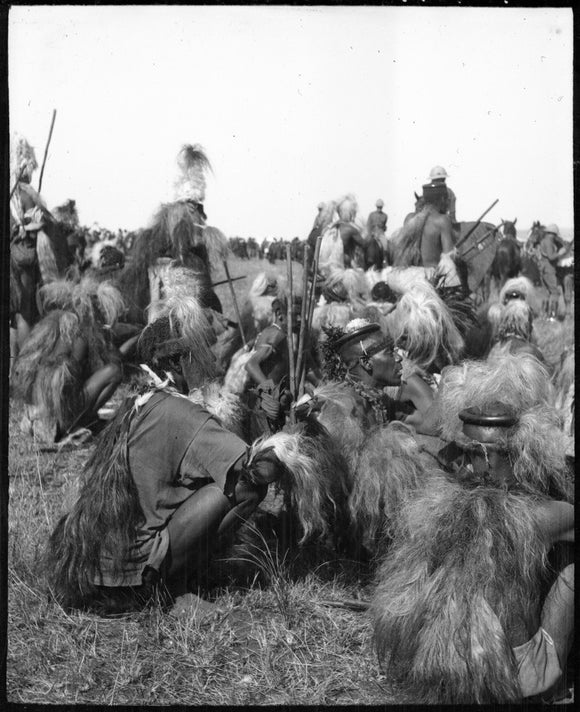 Seated dancers at a Zulu wedding ceremony