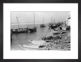 View of boats moored and ...