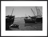 View of dhows (sailboats) beached ...