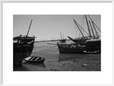 View of dhows (sailboats) beached ...