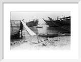 View of beached and moored ...