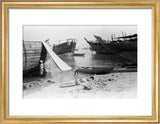 View of beached and moored ...