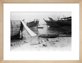 View of beached and moored ...
