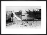 View of beached and moored ...