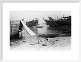 View of beached and moored ...
