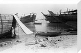 View of beached and moored ...
