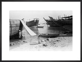 View of beached and moored ...