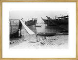 View of beached and moored ...