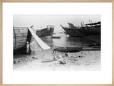 View of beached and moored ...