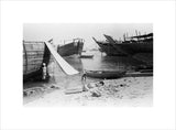 View of beached and moored ...