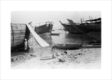 View of beached and moored ...