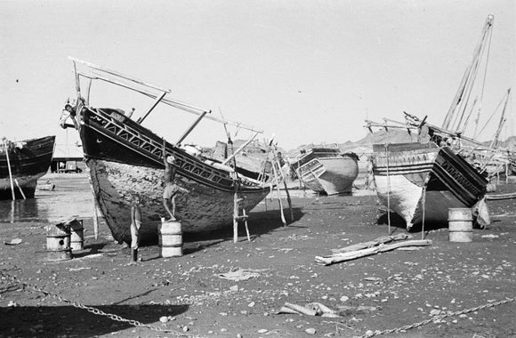 View of two beached sambuks ...