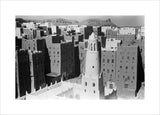 View of tall mud buildings ...