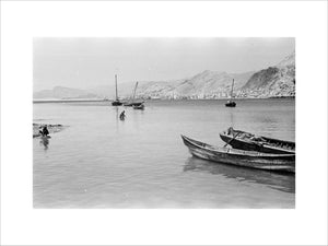 View of moored boats in ...