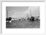 View of dhows (sailboats) moored ...