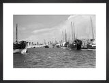 View of dhows (sailboats) moored ...