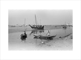 View of dhows (sailboats) and ...