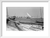 View of dhows (sailboats) beached ...