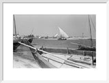 View of dhows (sailboats) beached ...
