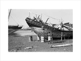 View of a beached sambuk ...