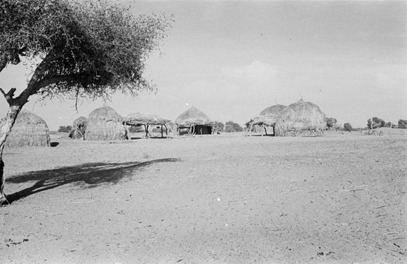 View of round huts with ...