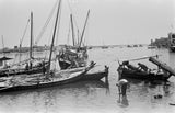 View of dhows (sailboats) and ...