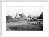 View of round huts and ...