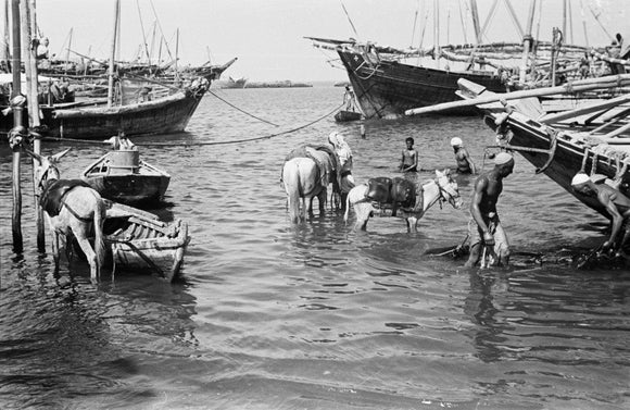 View of water sellers unloading ...