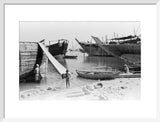 View of beached and moored ...