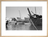View of dhows (sailboats) moored ...