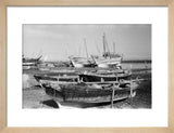 View of dhows (sailboats) beached ...