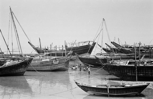 View of small dhows (sailboats) ...